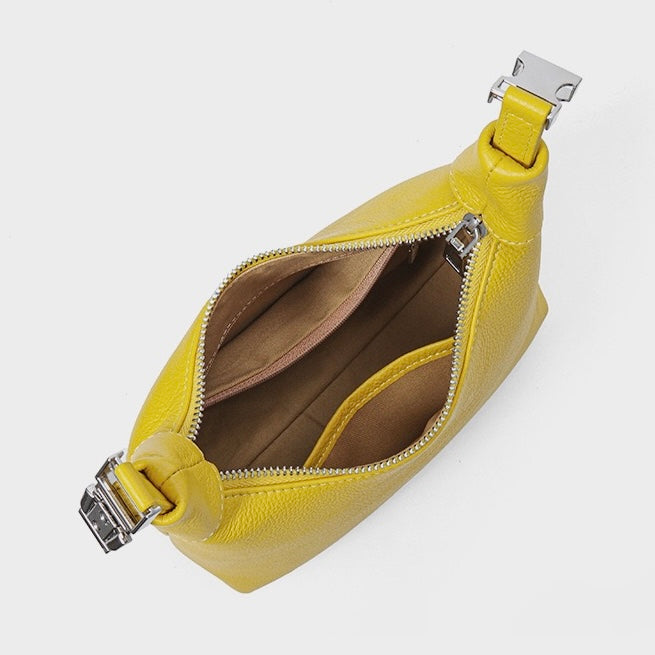 Textured Leather Crescent Hobo Bag | Understated Sculptural Elegance