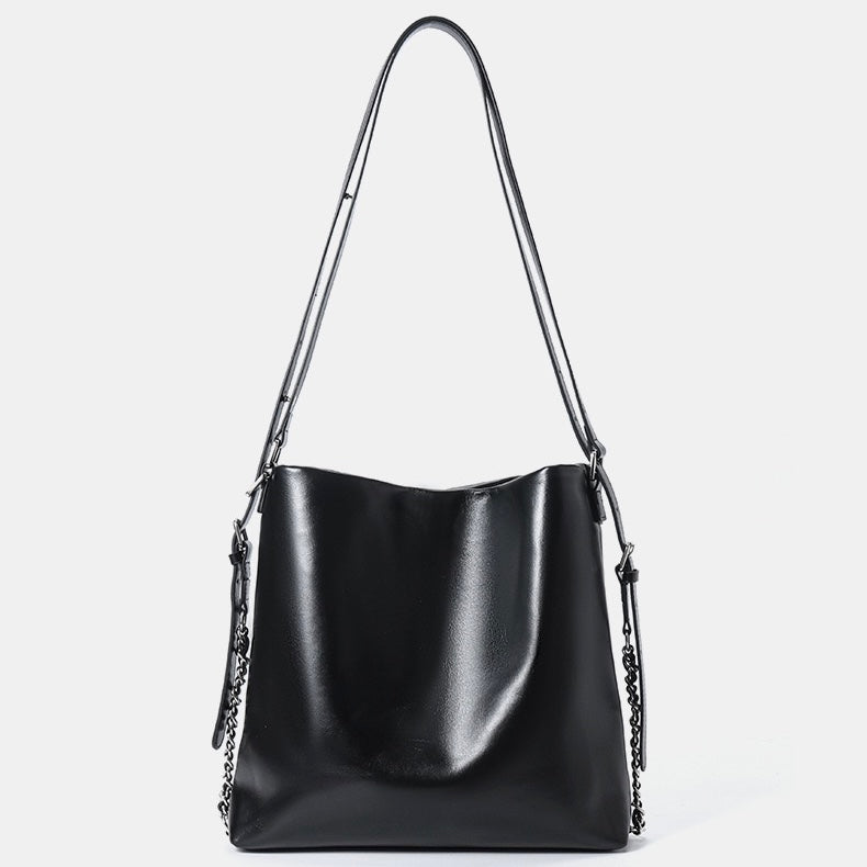 Women's Leather Chain Strap Bucket Bag | Effortless Modern Elegance