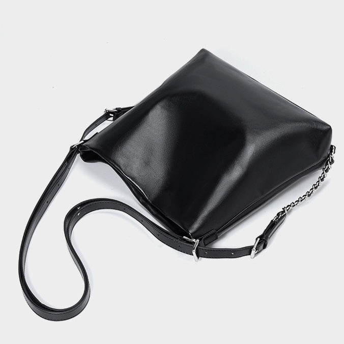Women's Leather Chain Strap Bucket Bag | Effortless Modern Elegance