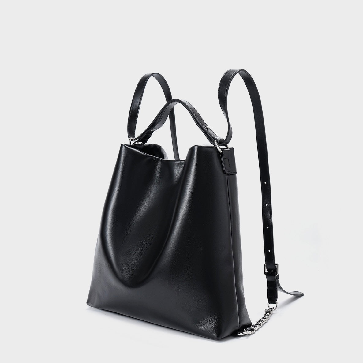 Women's Leather Chain Strap Bucket Bag | Effortless Modern Elegance