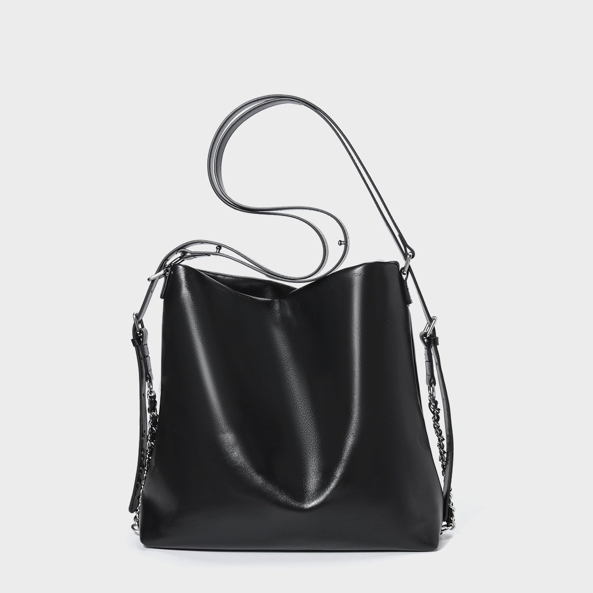 Women's Leather Chain Strap Bucket Bag | Effortless Modern Elegance