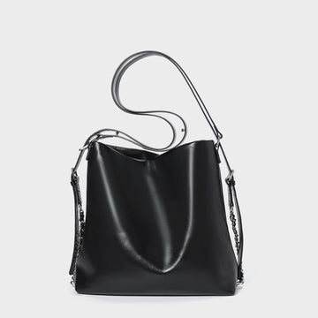 Women's Leather Chain Strap Bucket Bag | Effortless Modern Elegance