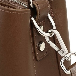 Coffee Genuine Leather Bucket Bag | Refined Bear Charm Detail