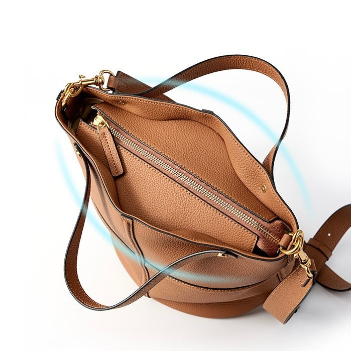 Women’s Genuine Leather Bucket Bag | Large Capacity Effortless Elegance