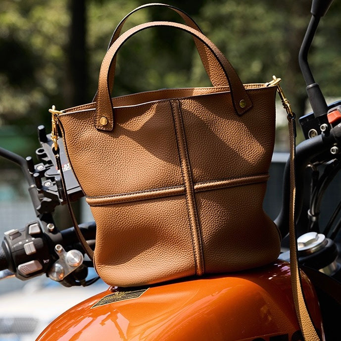 Women’s Genuine Leather Bucket Bag | Large Capacity Effortless Elegance