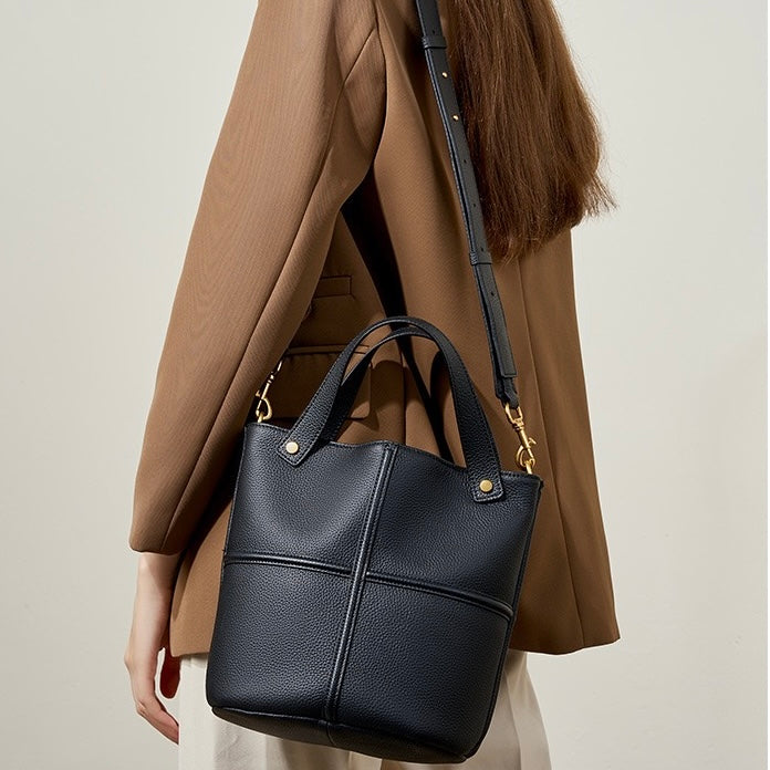 Women’s Genuine Leather Bucket Bag | Large Capacity Effortless Elegance