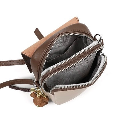 Color-Block Genuine Leather Mini Crossbody Phone Bag | Effortless Elegance