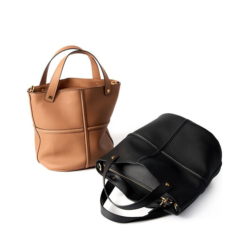 Women’s Genuine Leather Bucket Bag | Large Capacity Effortless Elegance