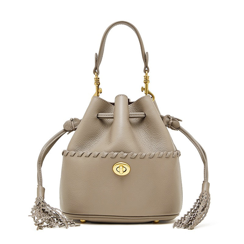 Women’s Genuine Leather Bucket Fringe Crossbody Handbag | Effortless Everyday Elegance
