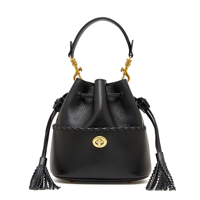Women’s Genuine Leather Bucket Fringe Crossbody Handbag | Effortless Everyday Elegance
