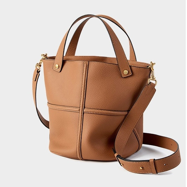 Women’s Genuine Leather Bucket Bag | Large Capacity Effortless Elegance