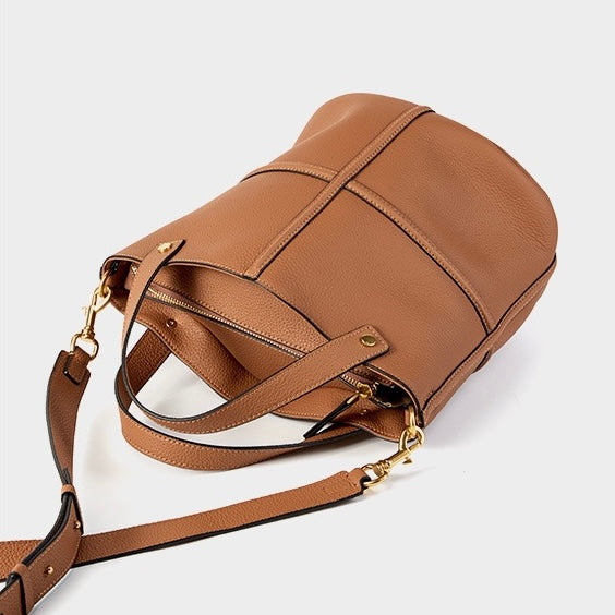 Women’s Genuine Leather Bucket Bag | Large Capacity Effortless Elegance