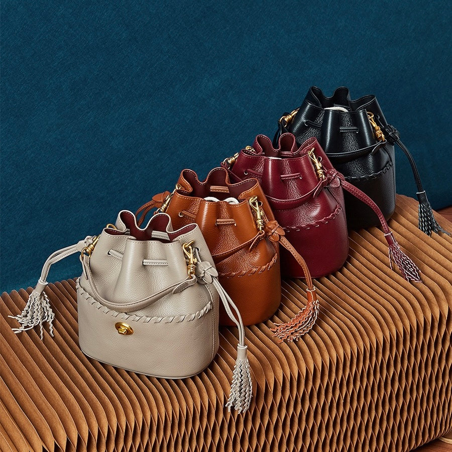Women’s Genuine Leather Bucket Fringe Crossbody Handbag | Effortless Everyday Elegance