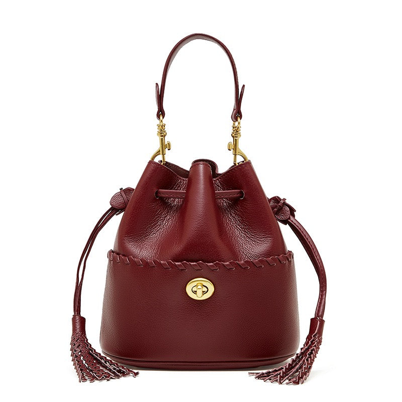 Women’s Genuine Leather Bucket Fringe Crossbody Handbag | Effortless Everyday Elegance