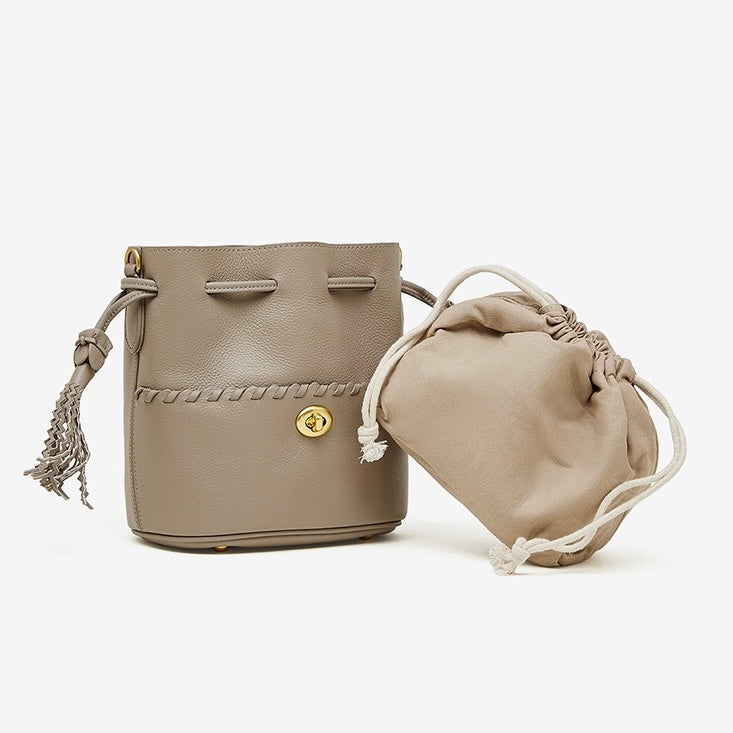 Women’s Genuine Leather Bucket Fringe Crossbody Handbag | Effortless Everyday Elegance