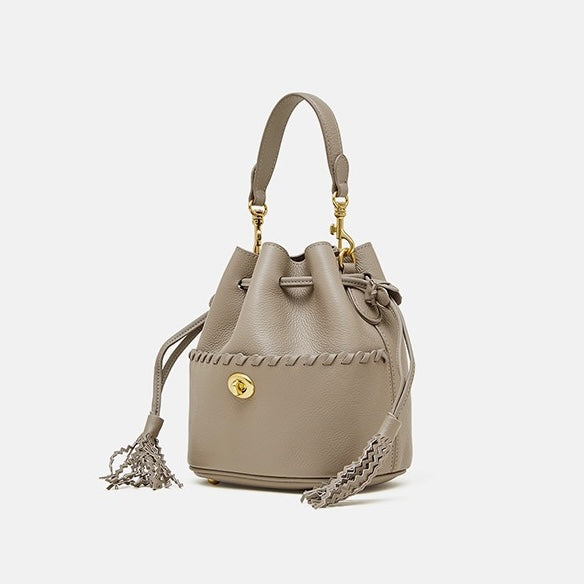 Women’s Genuine Leather Bucket Fringe Crossbody Handbag | Effortless Everyday Elegance