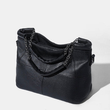 Women’s Genuine Leather Chain Shoulder Tote | Effortless Timeless Elegance