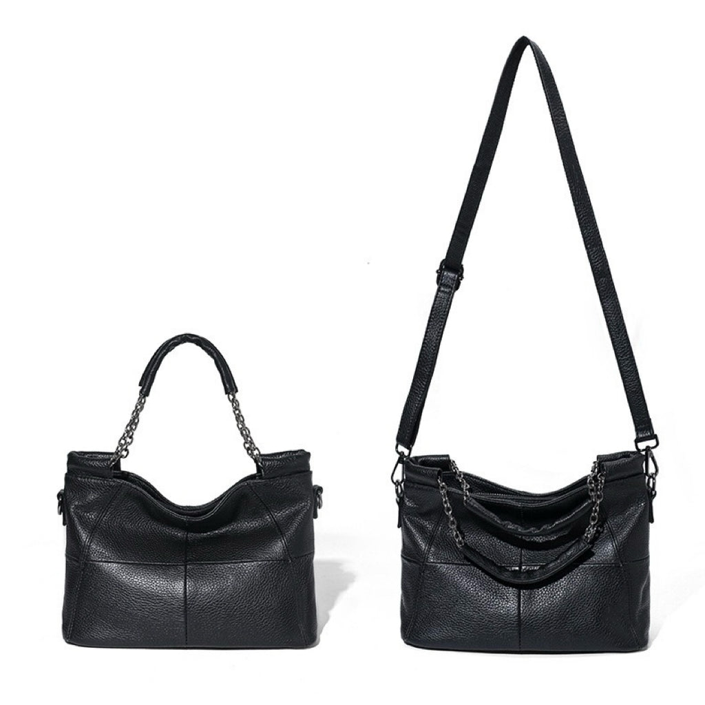 Women’s Genuine Leather Chain Shoulder Tote | Effortless Timeless Elegance