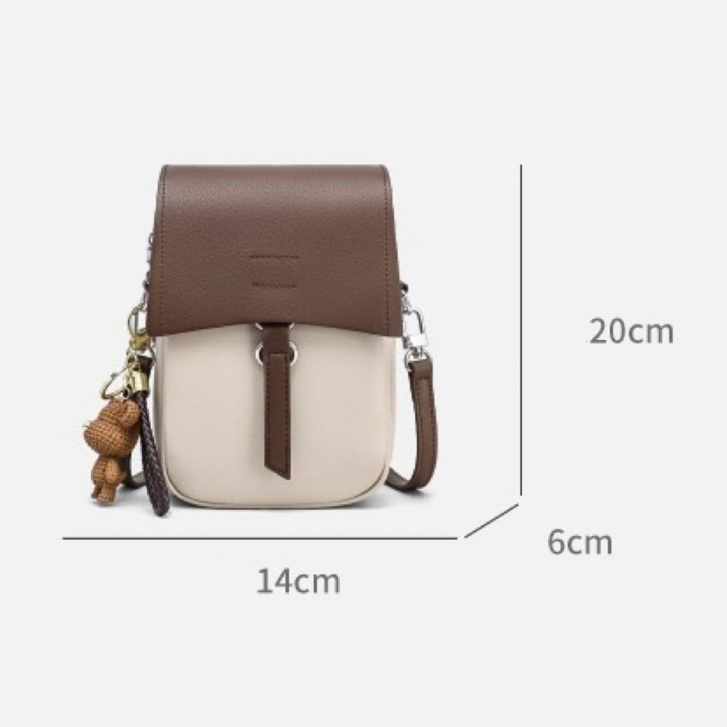 Color-Block Genuine Leather Mini Crossbody Phone Bag | Effortless Elegance