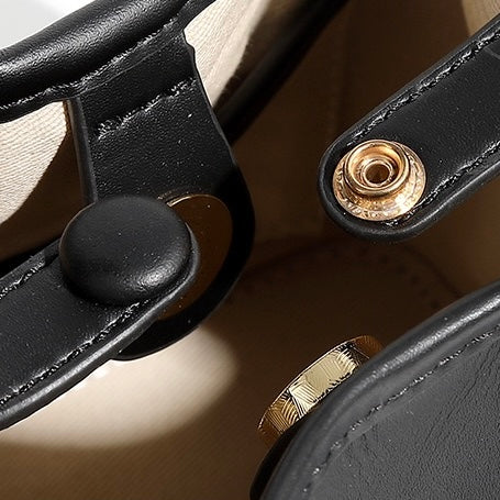 Women's Genuine Leather Mini Lock Bucket Crossbody Bag | Effortless Elegance
