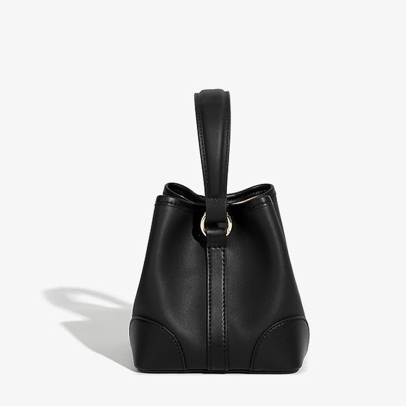 Women's Genuine Leather Mini Lock Bucket Crossbody Bag | Effortless Elegance