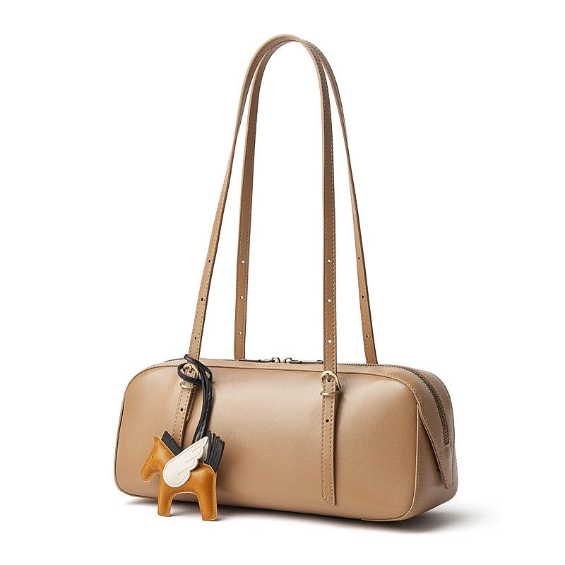 Women’s Genuine Leather Retro Bowling Bag | Refined Horse Charm