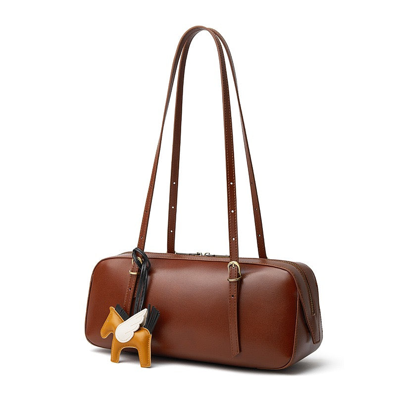 Women’s Genuine Leather Retro Bowling Bag | Refined Horse Charm