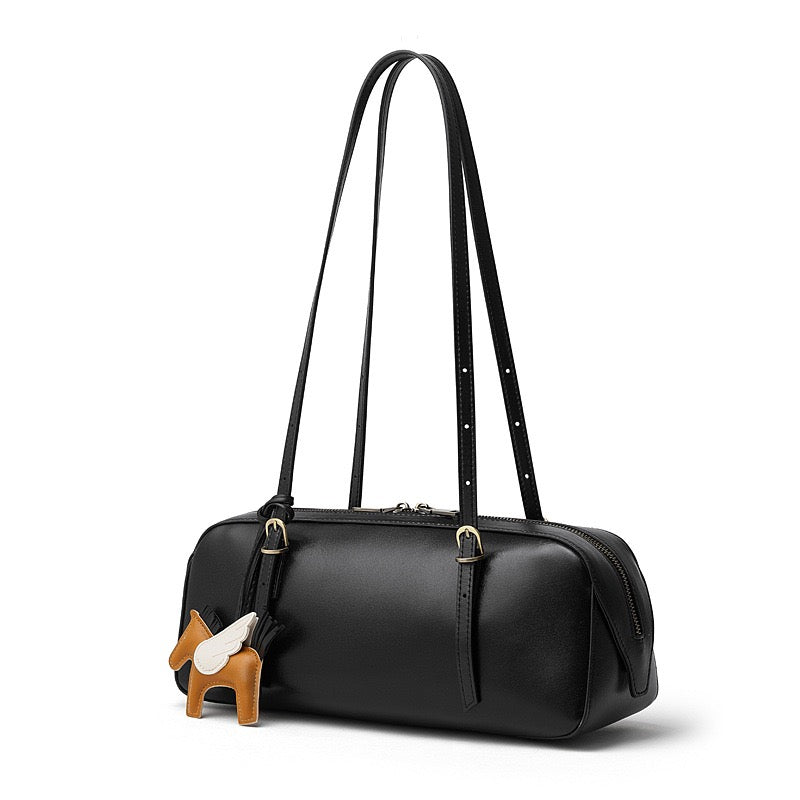 Women’s Genuine Leather Retro Bowling Bag | Refined Horse Charm