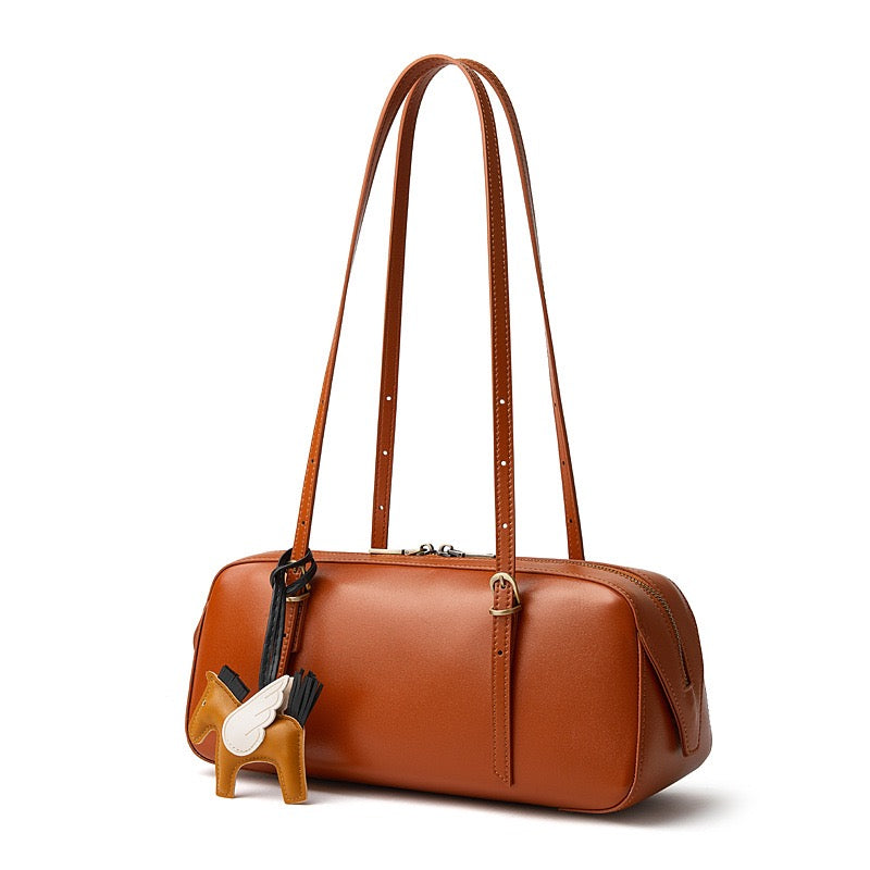 Women’s Genuine Leather Retro Bowling Bag | Refined Horse Charm