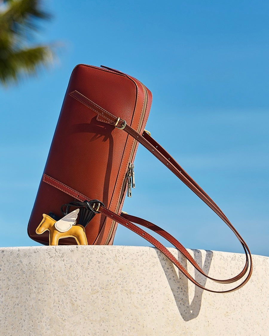 Women’s Genuine Leather Retro Bowling Bag | Refined Horse Charm