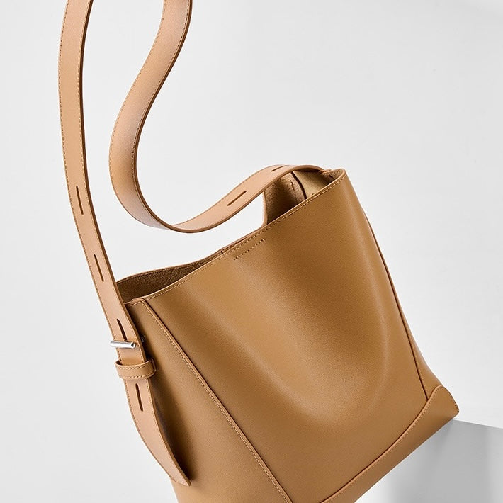 Women’s Genuine Leather Crossbody Shoulder Bucket Bag | Effortless Everyday Elegance