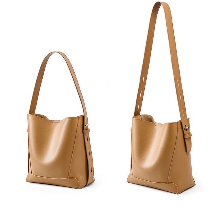 Women’s Genuine Leather Crossbody Shoulder Bucket Bag | Effortless Everyday Elegance