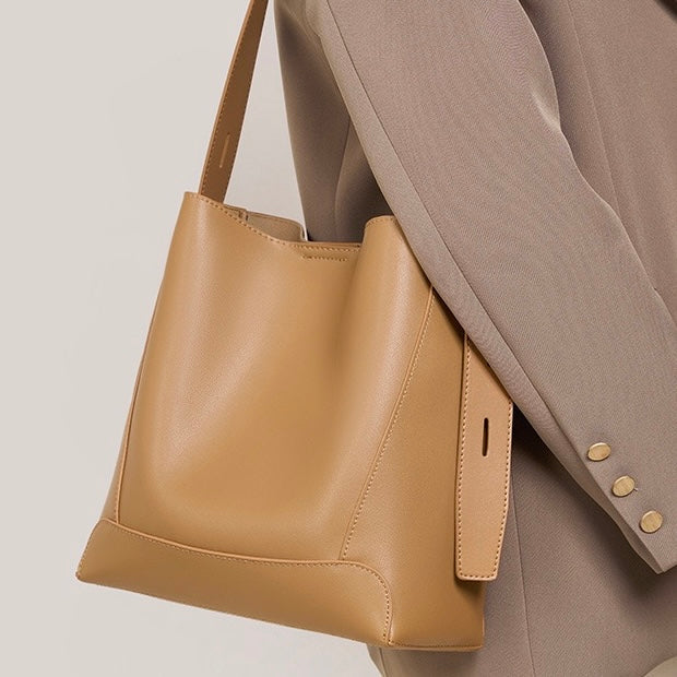 Women’s Genuine Leather Crossbody Shoulder Bucket Bag | Effortless Everyday Elegance