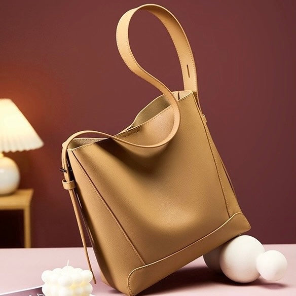 Women’s Genuine Leather Crossbody Shoulder Bucket Bag | Effortless Everyday Elegance