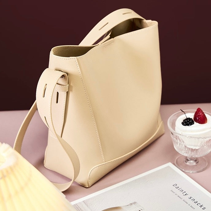 Women’s Genuine Leather Crossbody Shoulder Bucket Bag | Effortless Everyday Elegance