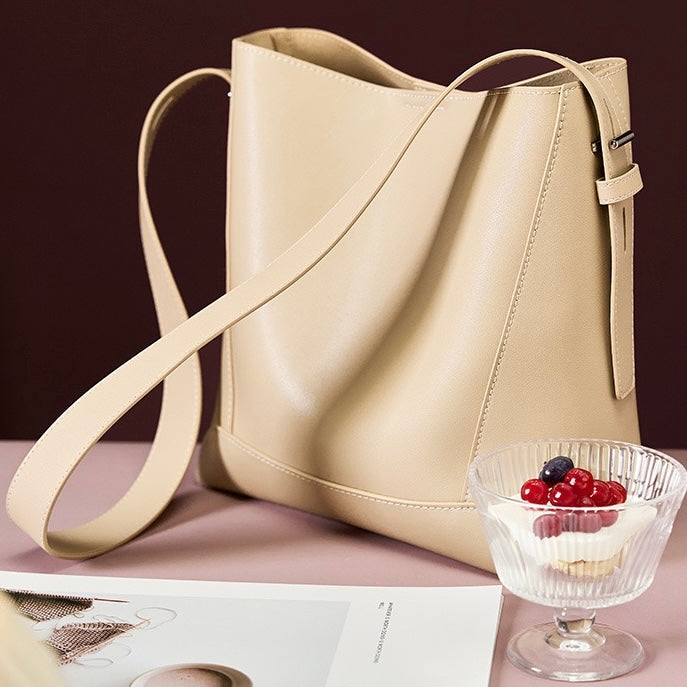 Women’s Genuine Leather Crossbody Shoulder Bucket Bag | Effortless Everyday Elegance