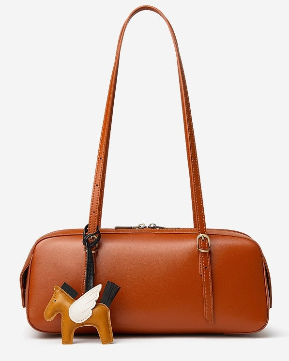 Women’s Genuine Leather Retro Bowling Bag | Refined Horse Charm