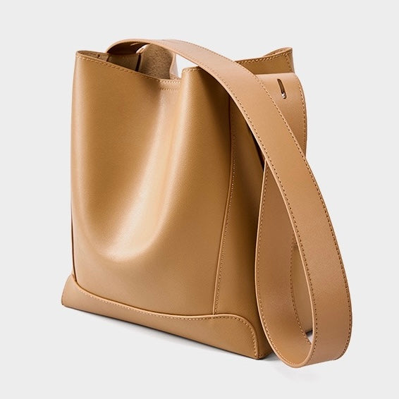 Women’s Genuine Leather Crossbody Shoulder Bucket Bag | Effortless Everyday Elegance