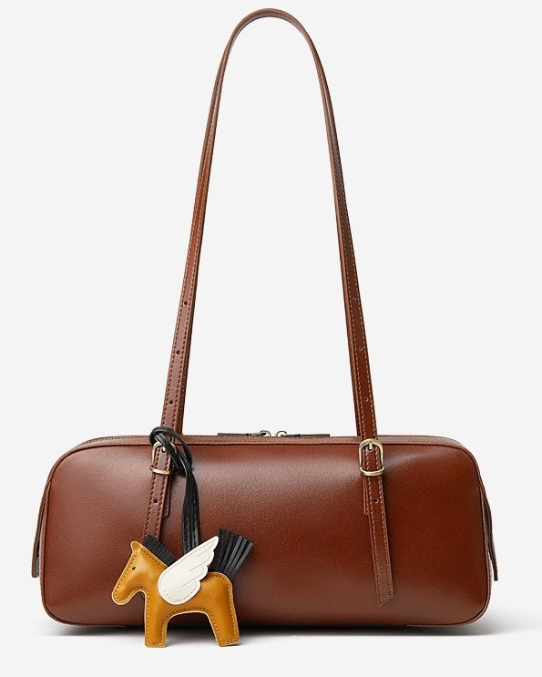 Women’s Genuine Leather Retro Bowling Bag | Refined Horse Charm