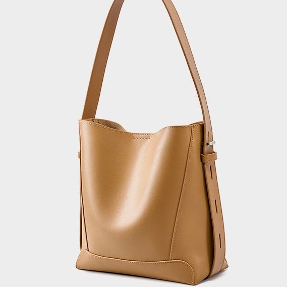 Women’s Genuine Leather Crossbody Shoulder Bucket Bag | Effortless Everyday Elegance