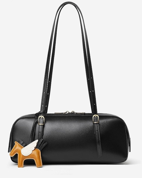 Women’s Genuine Leather Retro Bowling Bag | Refined Horse Charm