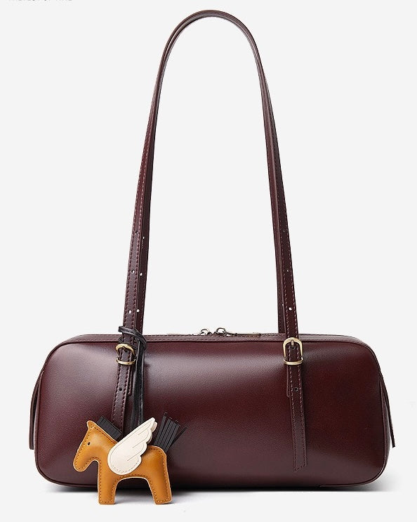 Women’s Genuine Leather Retro Bowling Bag | Refined Horse Charm