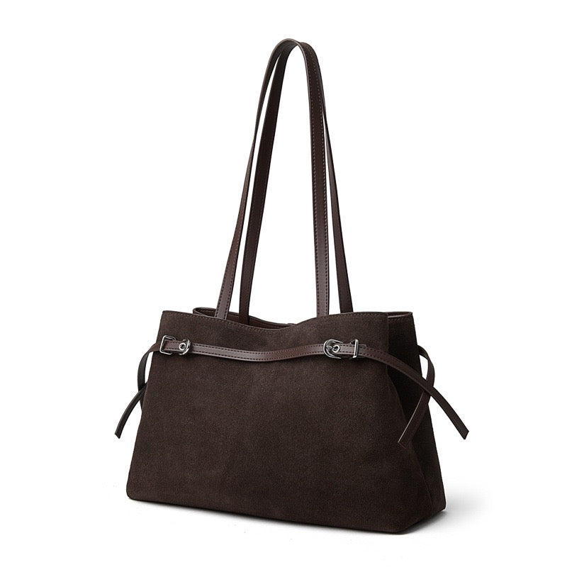 Genuine Suede Leather Shoulder Bag | Retro Large Capacity Elegance