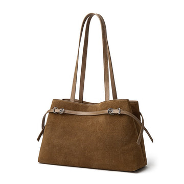 Genuine Suede Leather Shoulder Bag | Retro Large Capacity Elegance