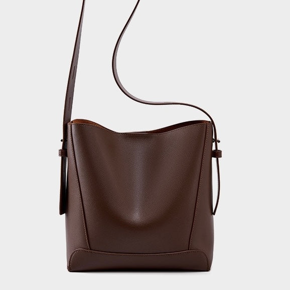 Women’s Genuine Leather Crossbody Shoulder Bucket Bag | Effortless Everyday Elegance