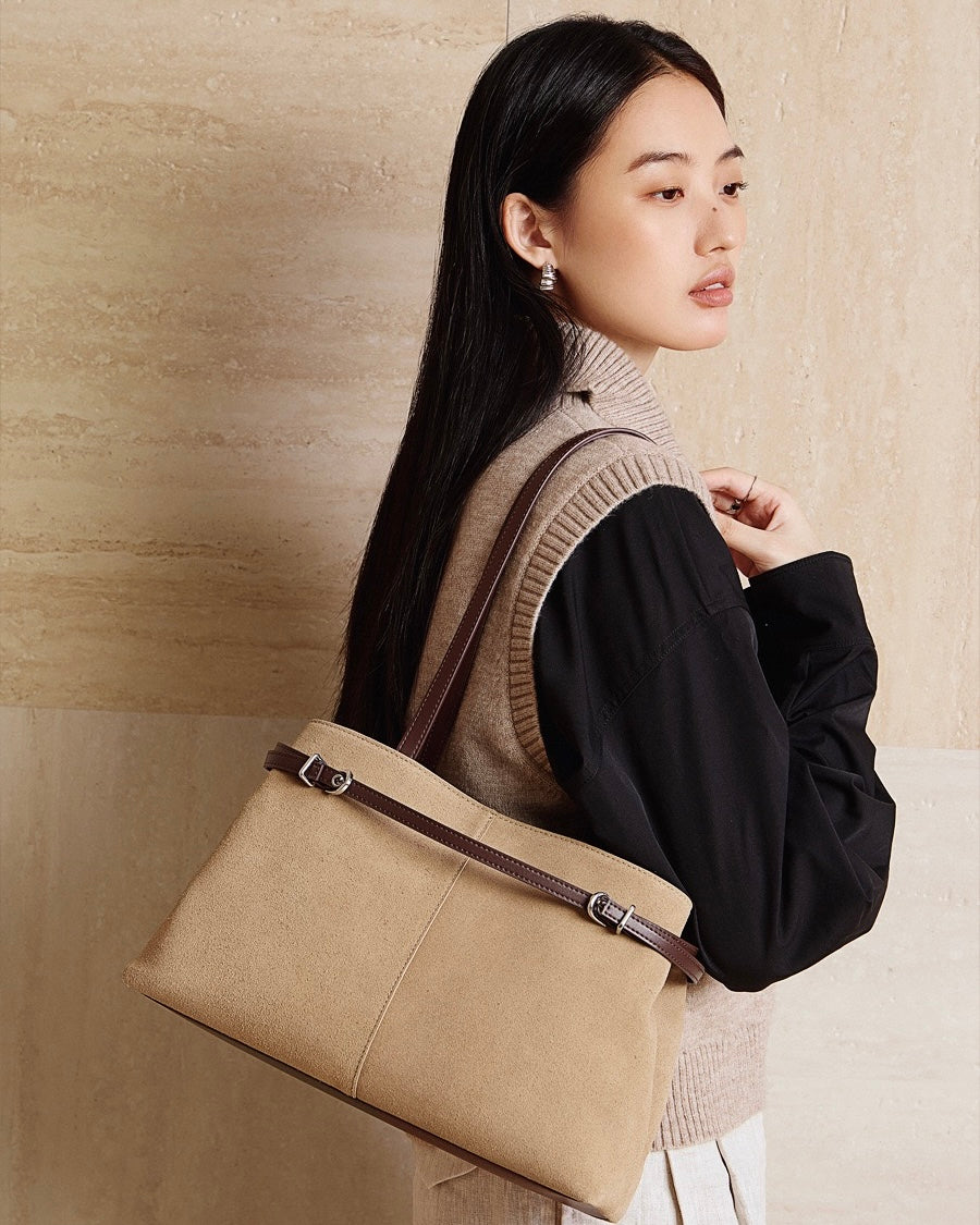 Genuine Suede Leather Shoulder Bag | Retro Large Capacity Elegance