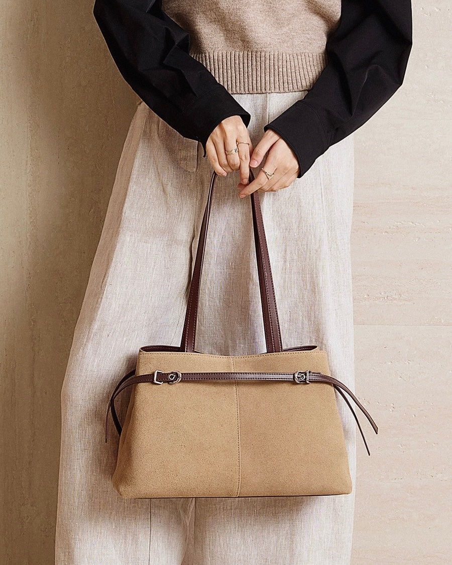 Genuine Suede Leather Shoulder Bag | Retro Large Capacity Elegance