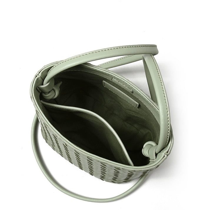 Women’s Genuine Sheepskin Woven Bucket Bag | Effortless Vintage Poise