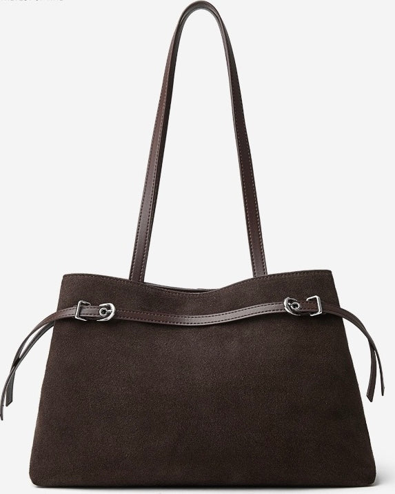 Genuine Suede Leather Shoulder Bag | Retro Large Capacity Elegance