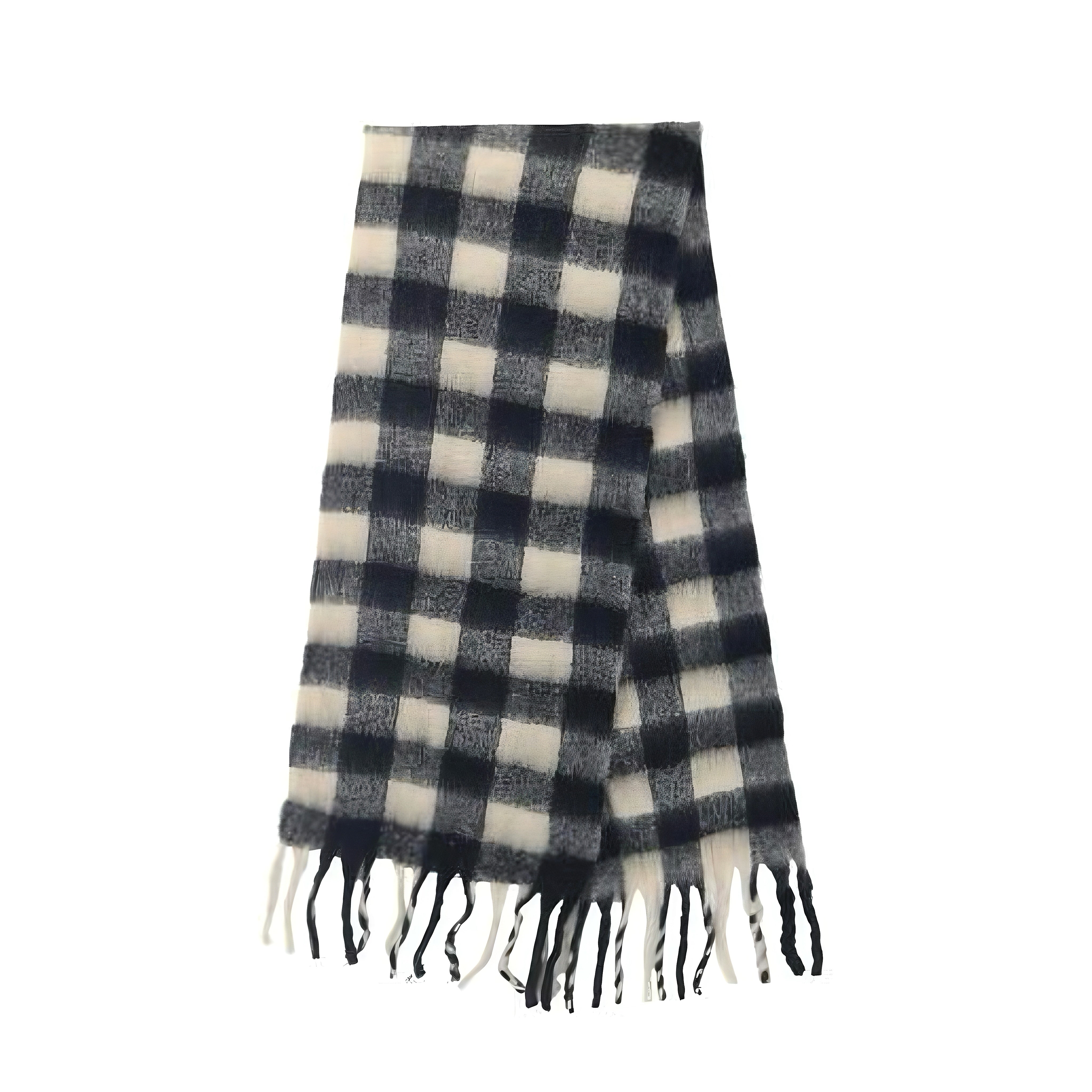 Women's Black and White Plaid Imitation Cashmere Scarf | Effortless Elegance